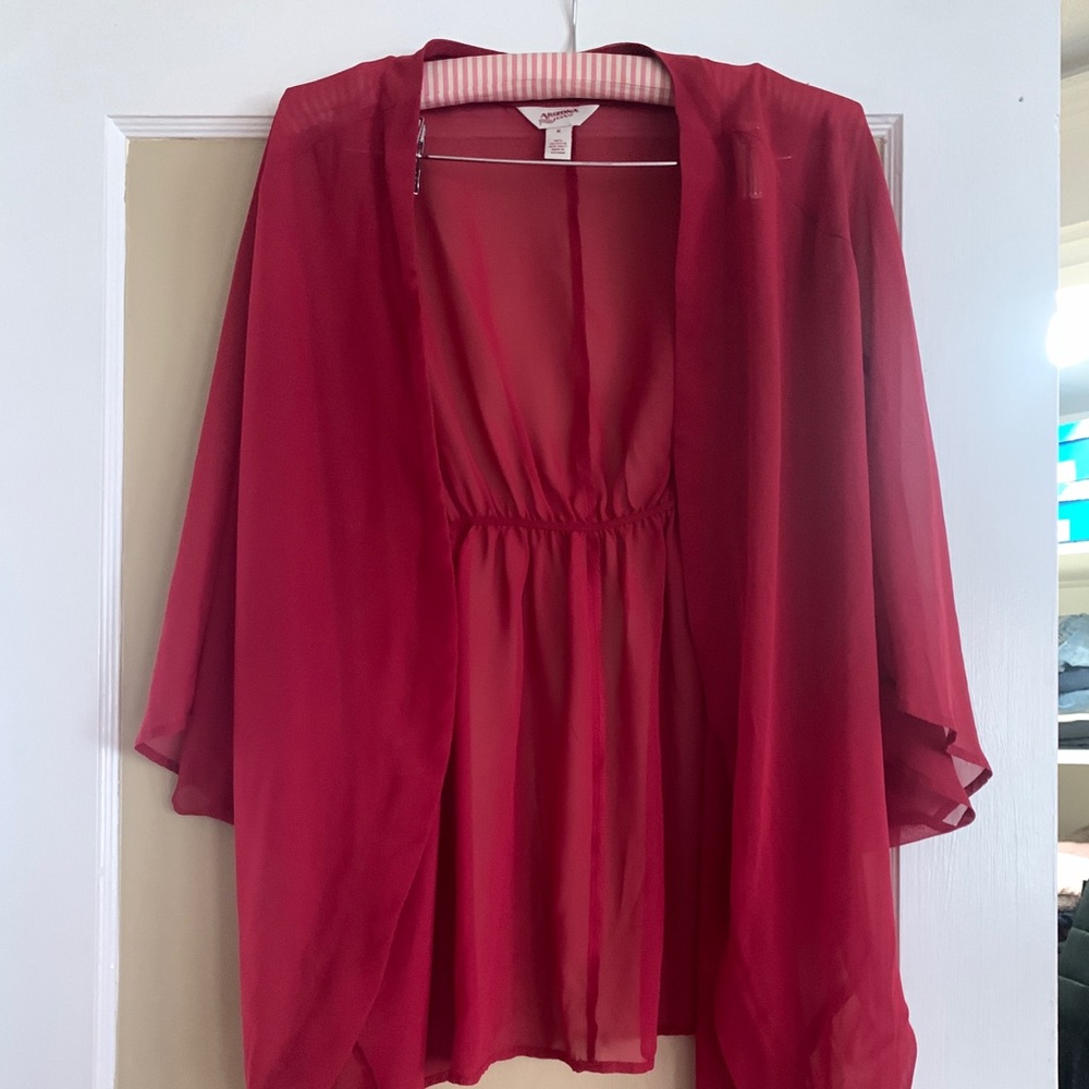 Red mesh cardigan